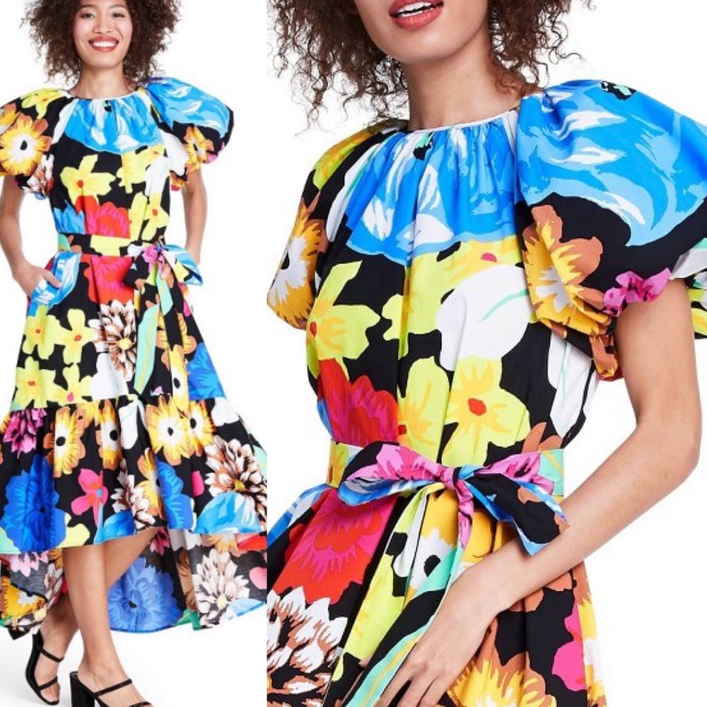 Christopher John Rogers Floral Puff Sleeve